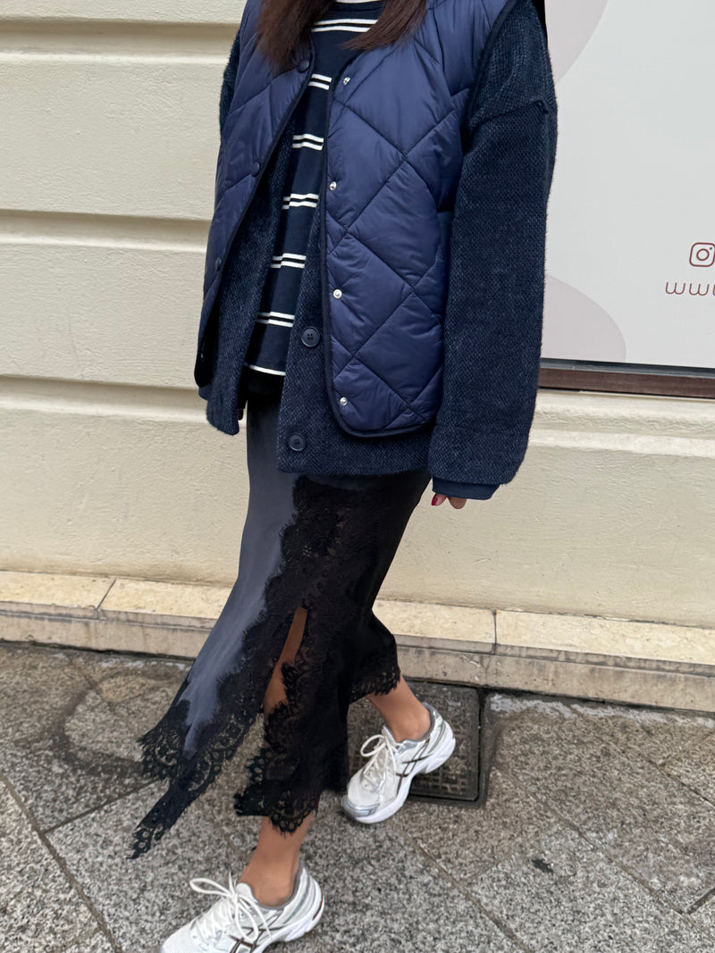 Jupe en satin et dentelle Luna - 2 couleurs