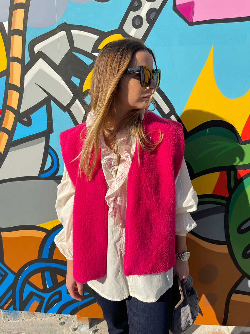 Gilet en fausse fourrure Chani fuschia