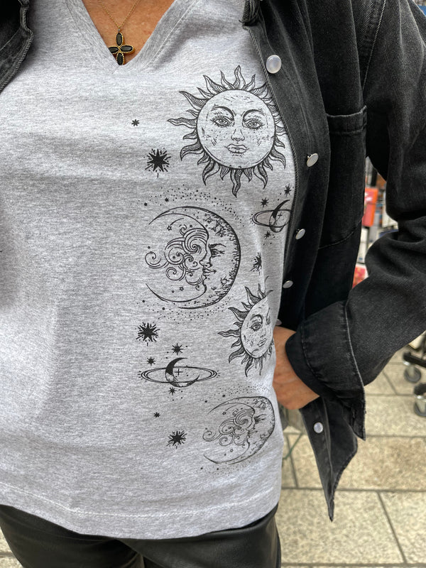 T-shirt Moon gris