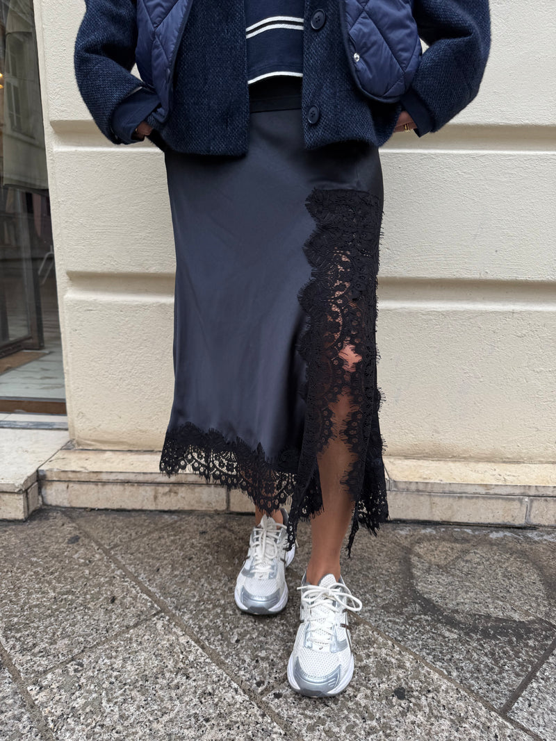 Jupe en satin et dentelle Luna - 2 couleurs