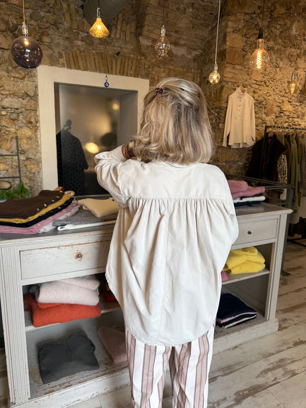 Blouse en velours Laurence écrue