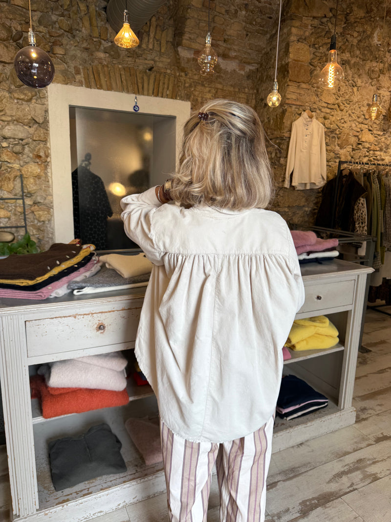 Blouse en velours Laurence écrue
